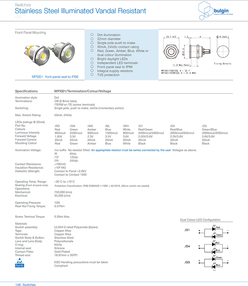 MP1001前面板密封防破壞開(kāi)關(guān)選型